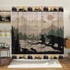 Wooden Board Forest Shower Curtain Rustic Cabin Bear Deer Mountain Bathroom