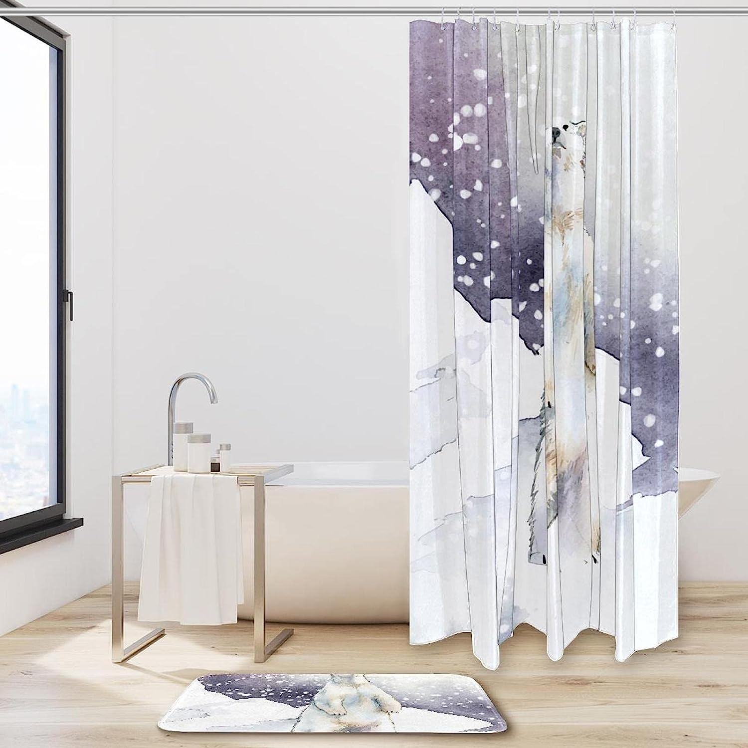 Wooden Lantern and Snowflake Winter Shower Curtain
