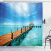 Wooden Pier Shower Curtain for Retro Coastal Bathroom Decor