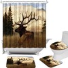 Woodland Animal Elk Deer Shower Curtain Cabin Bathroom Decor,