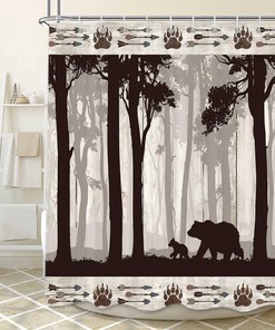 Woodland Animal Shower Curtain Rustic Cabin Bear Lodge Bathroom Set