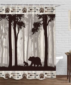 Woodland Animal Shower Curtain Rustic Cabin Bear Lodge Bathroom Set