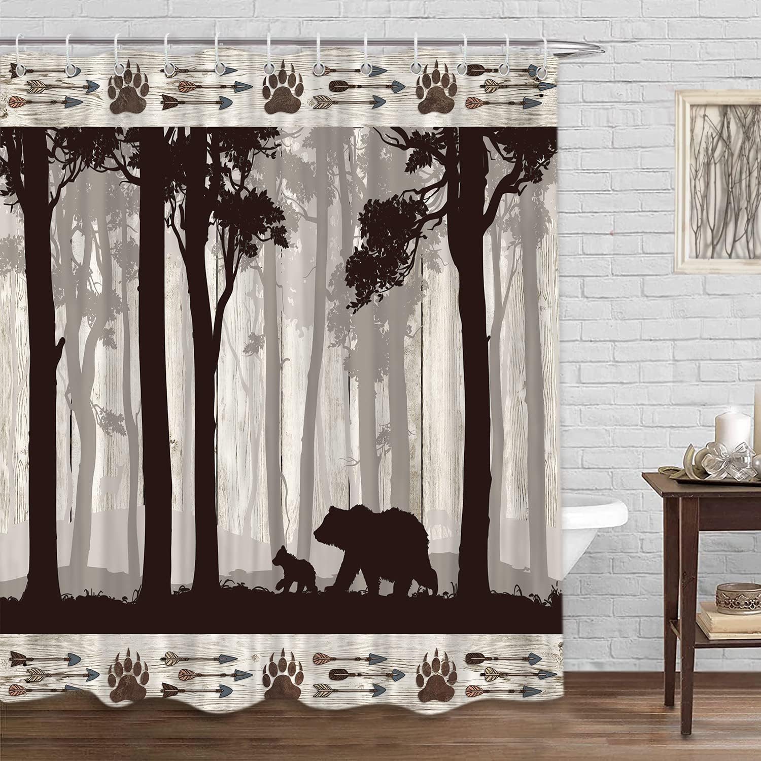 Woodland Animal Shower Curtain Rustic Cabin Bear Lodge Bathroom Set