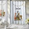 Woodland Animal Striped Shower Curtain For Kids - Forest Animals Kids Shower Curtain