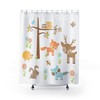 Woodland Animals Print Shower CurtainKids Bathroom Decor with Forest Creatures