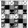 Woodland Antlers Arrow Hunting Shower Curtain - Pine Tree With Rustic Design And Patchwork Plaid Fabric Bathroom Decor
