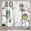 Woodland Birds Perching Owl Kitchen Curtains, Window Drapes  Set for Kitchen Cafe Décor