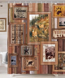 Woodland Cabin Shower Curtain For A Cozy Bathroom Decor, Rustic Bathroom Accessories