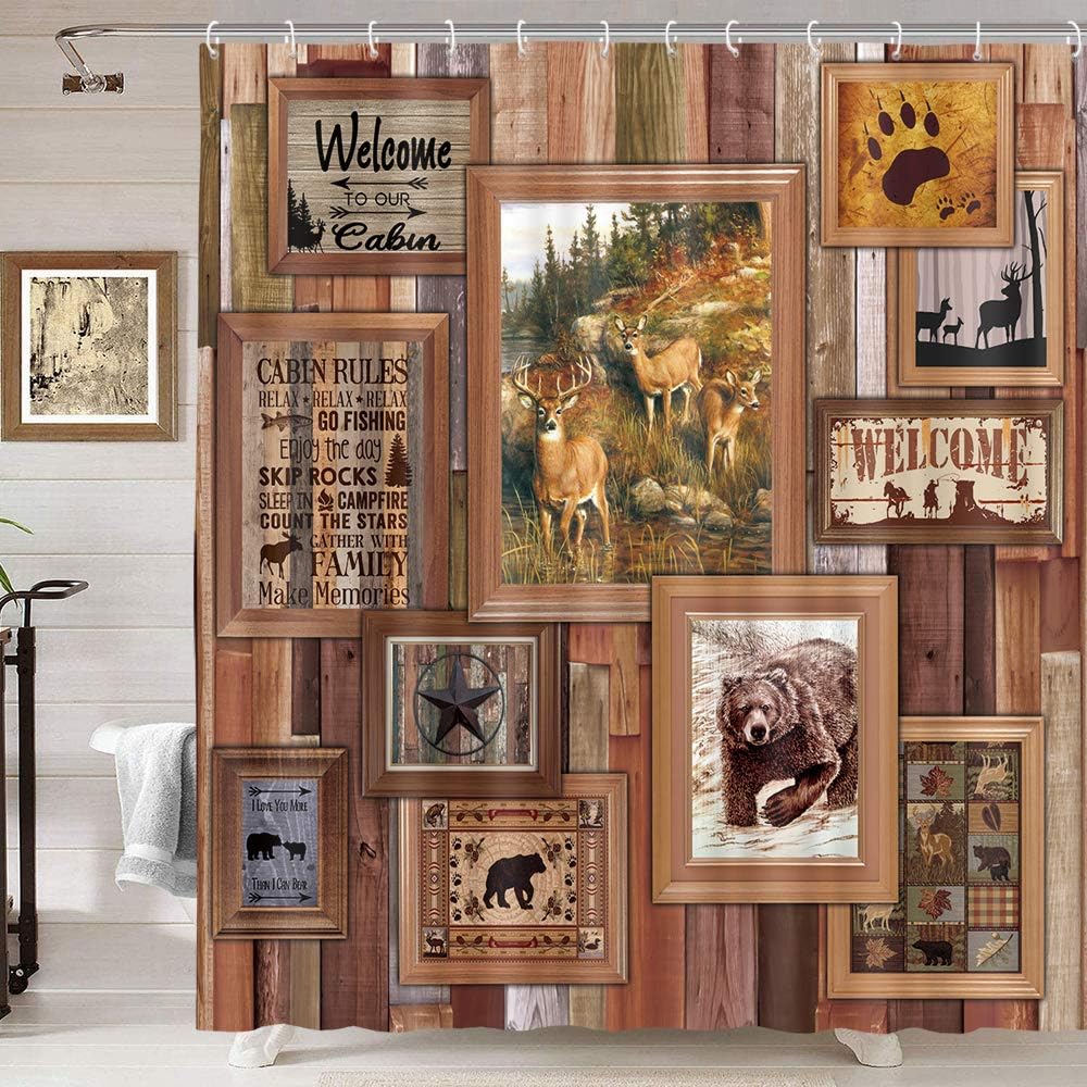 Woodland Cabin Shower Curtain For A Cozy Bathroom Decor, Rustic Bathroom Accessories