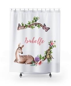 Woodland Deer Shower Curtain For Rustic Bathroom Decor