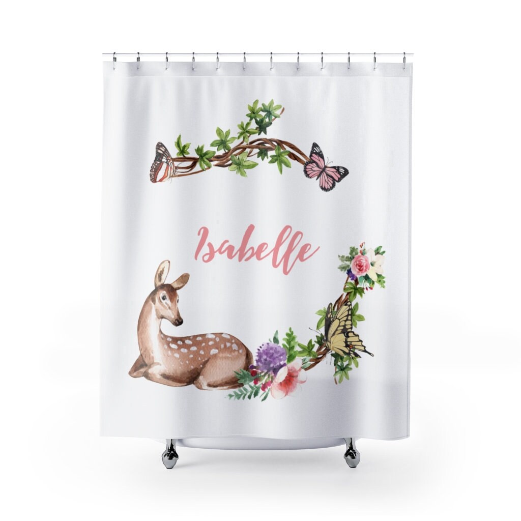 Woodland Deer Shower Curtain For Rustic Bathroom Decor
