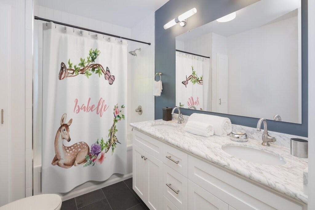 Woodland Deer Shower Curtain For Rustic Bathroom Decor - Image 2