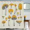 Woodland Yellow Mushroom Shower Curtain with Psychedelic Art Design for a Whimsical Bathroom 