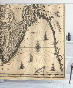 World Map Of Southern Part Norway Vikings Shower Curtain, Cream Grey Cloth Fabric Decor