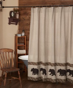 Wyatt Bear Rustic & Lodge Bath Bedding Accessory Shower Curtain for Country Decor