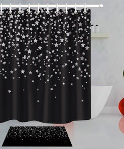 Xmas Stars Print Shower Curtain For Bathroom