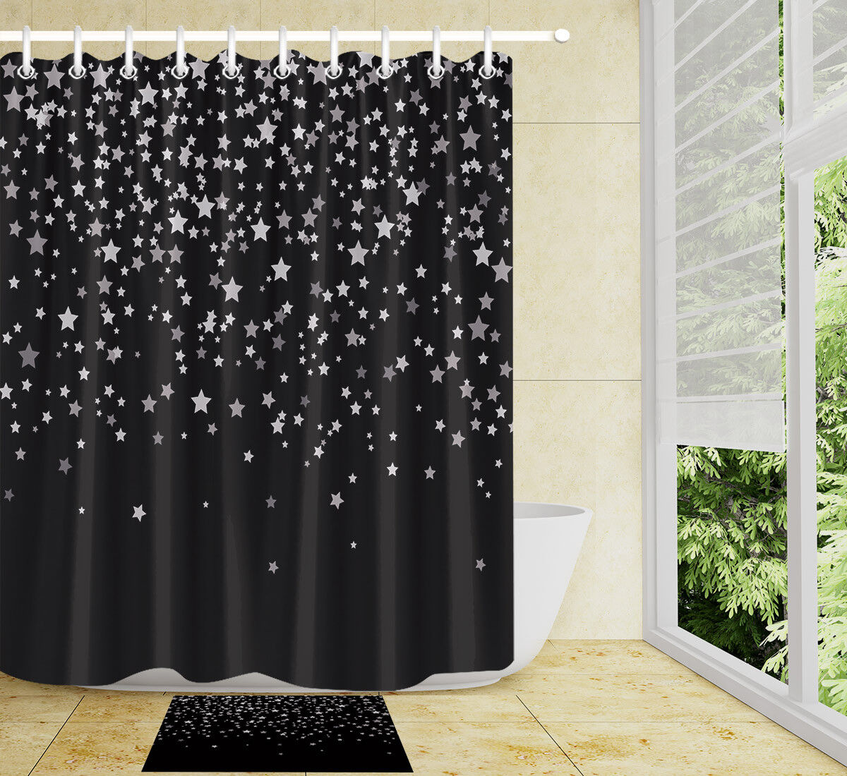 Xmas Stars Print Shower Curtain For Bathroom - Image 2