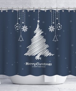 Xmas Tree and Snowflakes Christmas Shower Curtain - Festive Bathroom Decor