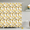 Yellow Abstract Art Fabric Bathroom Decors Available Shower Curtain for Geometric Decor 