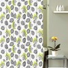 Yellow And Green Decorative Floral Print Shower Curtain With Grey Leaves For A Cheerful Bathroom Look
