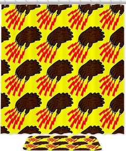Yellow Beauty Grizzly Bear Claw On Yellow Background Waterproof Shower Curtain