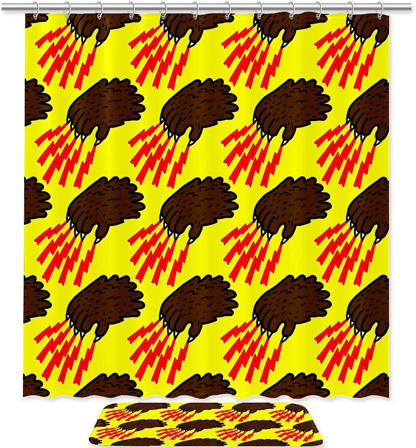 Yellow Beauty Grizzly Bear Claw On Yellow Background Waterproof Shower Curtain