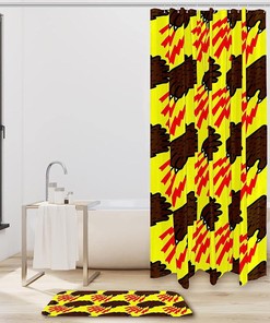 Yellow Beauty Grizzly Bear Claw On Yellow Background Waterproof Shower Curtain