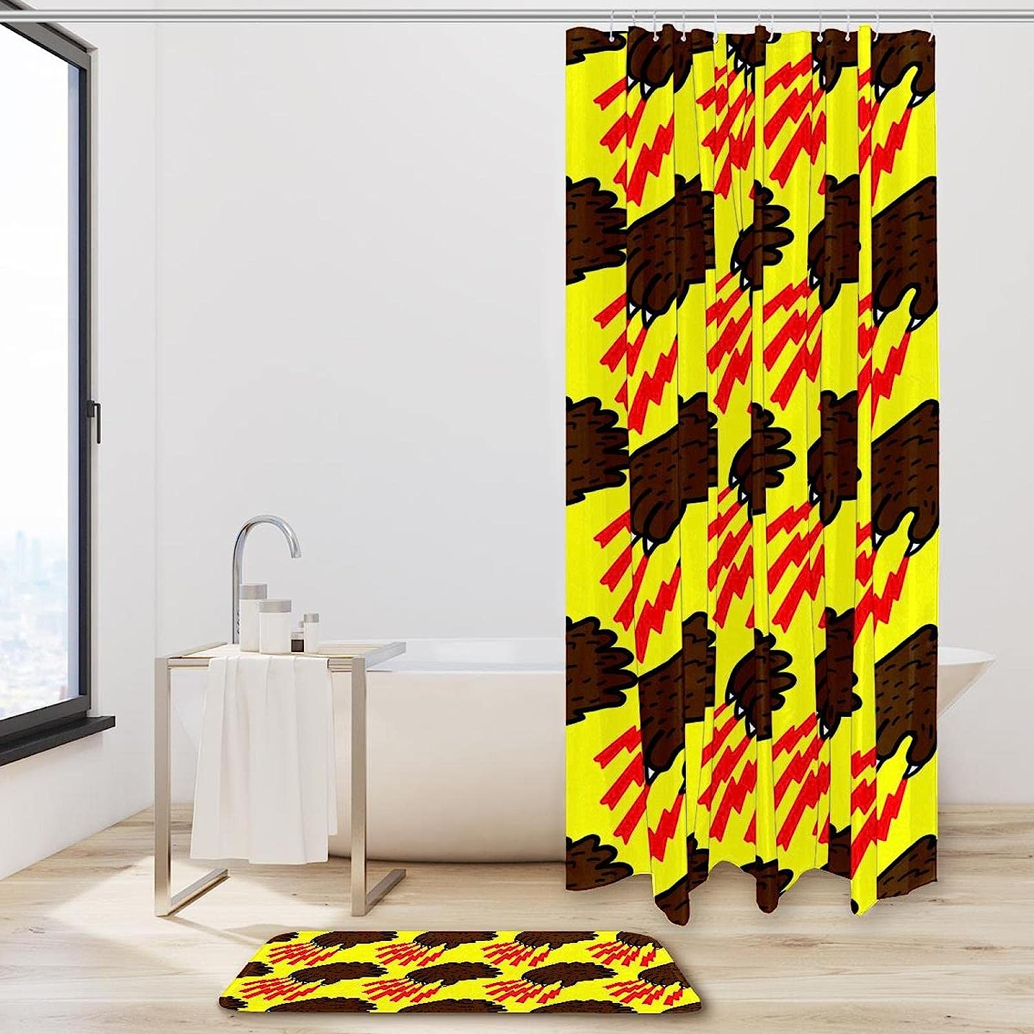 Yellow Beauty Grizzly Bear Claw On Yellow Background Waterproof Shower Curtain