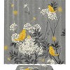 Yellow Bird Fabric Shower Curtain Liner With Dandelion Print For Your Bathroom