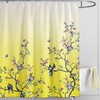 Yellow Bird Floral Mold-Proof Shower Curtain with Butterfly