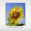 Yellow Blue Green Sunflower Print Shower Curtain, Bath Accessories, Designer Interior Bathroom Decor, Floral Theme