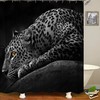 Yellow & Coffee Leopard Print Shower Curtain, Neutral Bathroom Decor
