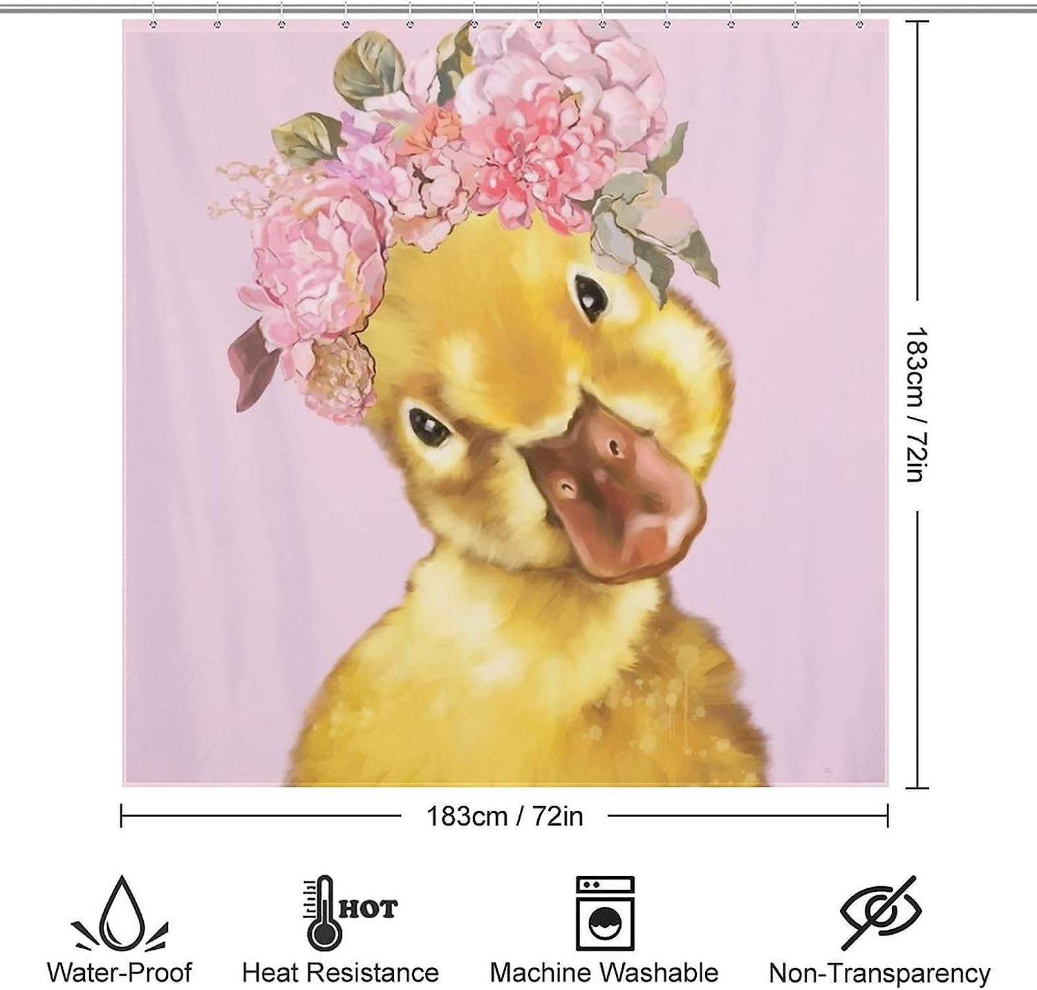 Yellow Duck Fabric Cloth Shower Curtain For Beautiful Bathroom Decor - Image 2