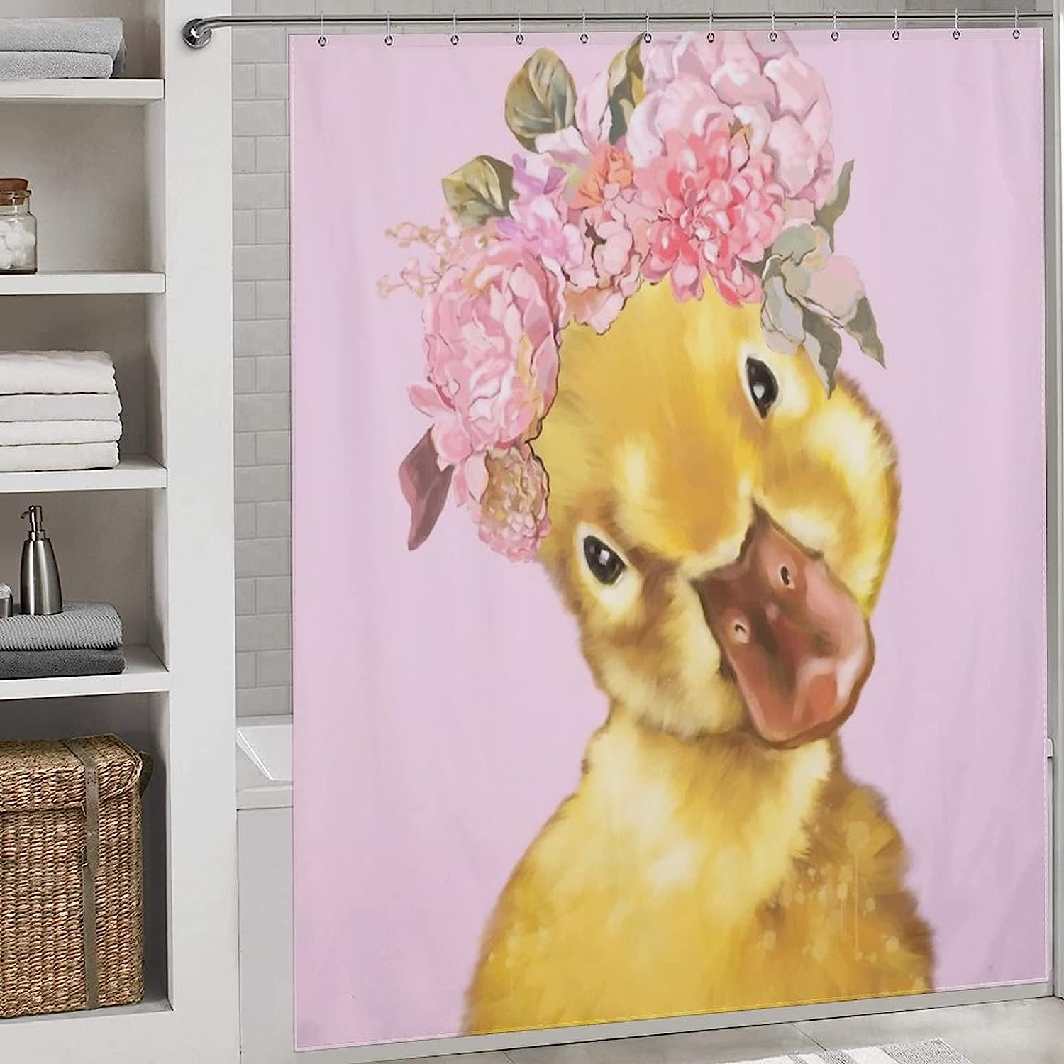 Yellow Duck Fabric Cloth Shower Curtain For Beautiful Bathroom Decor - Image 3