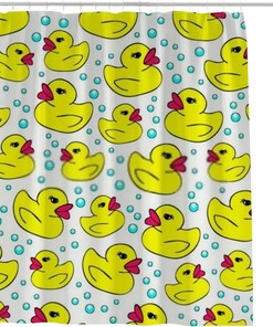 Yellow Ducks And Bubbles Shower Curtain - Fun Bath Accessory For Kids Bathroom