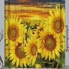 Yellow Flower Field Sunset Shower Curtain, Nature Scenery Bathroom Decor, Unique Design