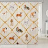 Yellow Footprint Dog Paws Print Cute Dogs Shower Curtain for Fun Bathroom Decor