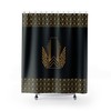 Yellow Geometric Shower Curtain In Japanese Style, Art Deco Bathroom Decor With Black Accents