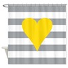 Yellow, Grey, And White Striped Heart Shower Curtain - Customized Preppy Home Decor For Teenagers