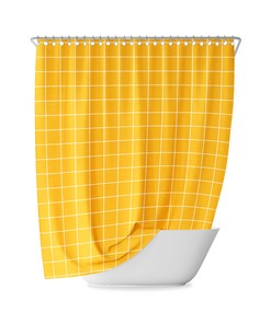 Yellow Grid Shower Curtain with Geometric Design for a Modern and Minimal Bathroom 
