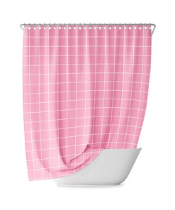 Yellow Grid Shower Curtain with Geometric Design for a Modern and Minimal Bathroom
