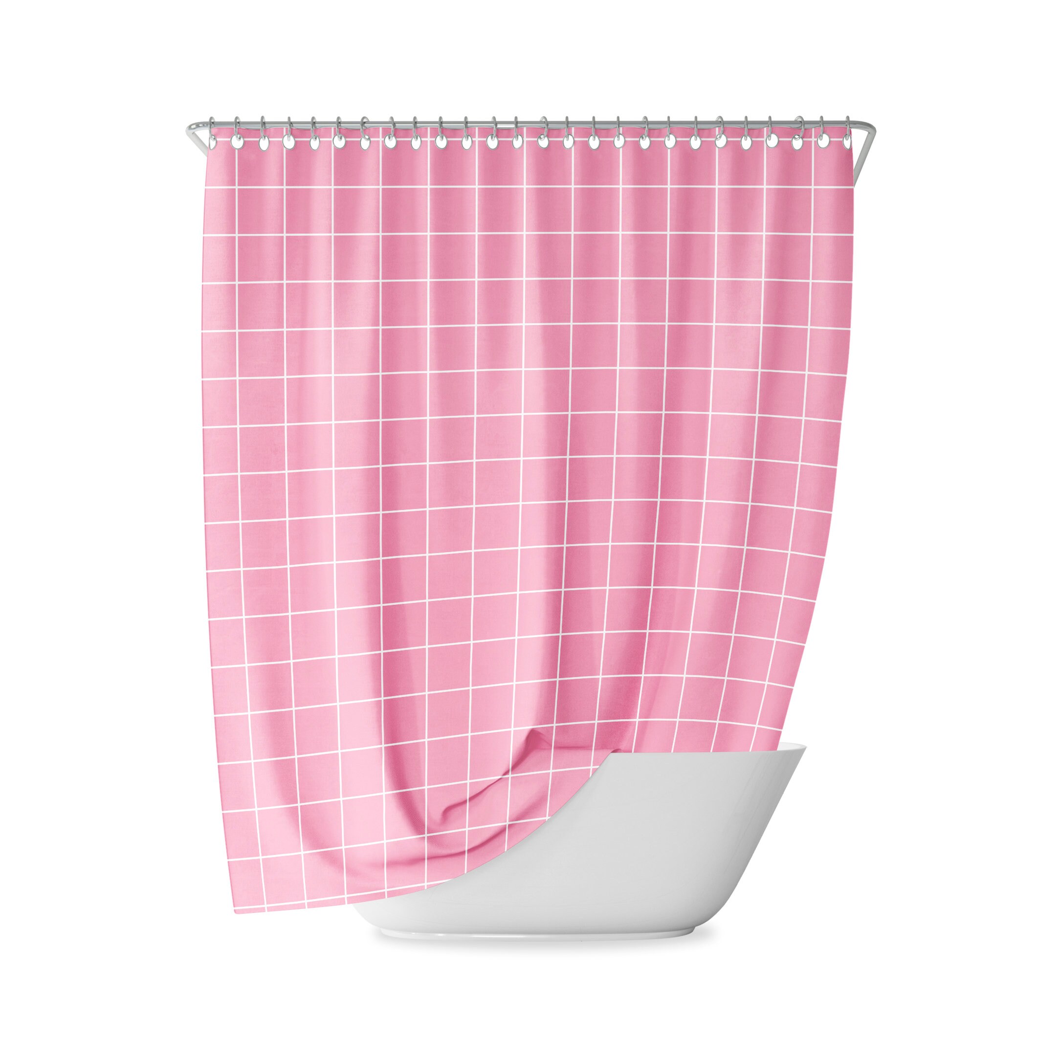 Yellow Grid Shower Curtain with Geometric Design for a Modern and Minimal Bathroom