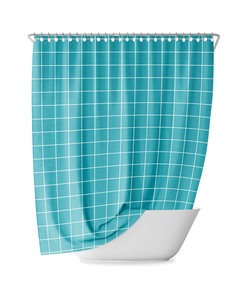 Yellow Grid Shower Curtain with Geometric Design for a Modern and Minimal Bathroom