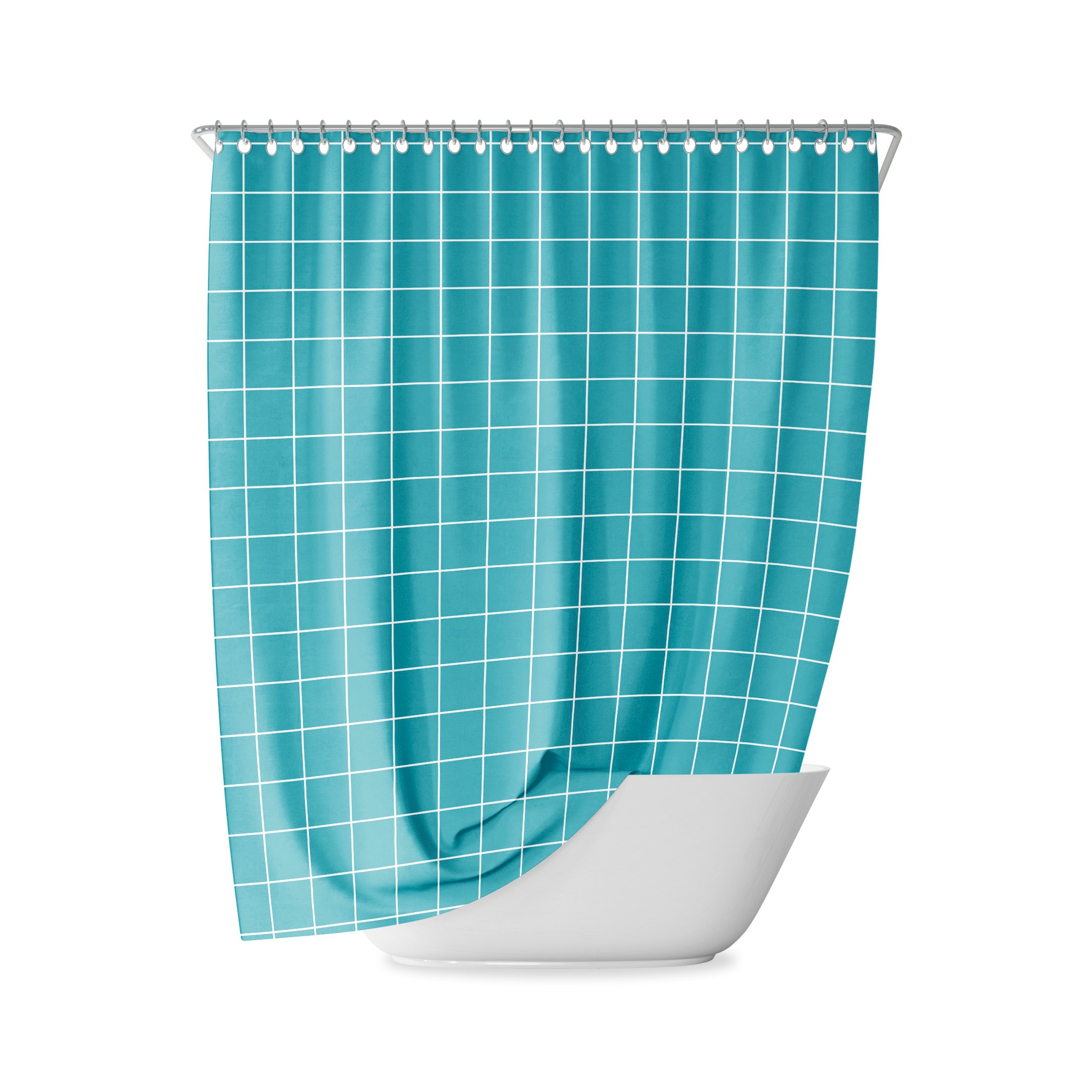 Yellow Grid Shower Curtain with Geometric Design for a Modern and Minimal Bathroom