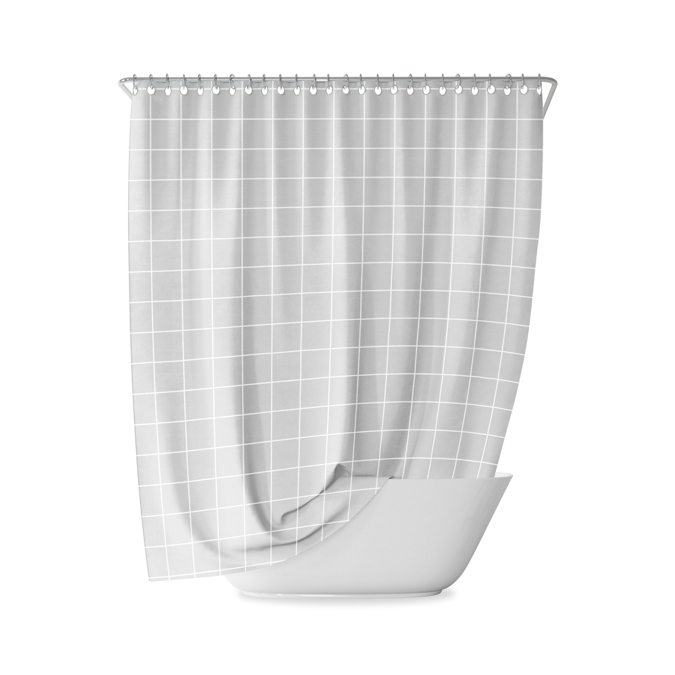Yellow Grid Shower Curtain with Geometric Design for a Modern and Minimal Bathroom