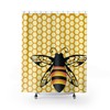 Yellow Honey Bee Hive Shower Curtain For Bathroom Decor, Big Bee Shower Curtain In Cute Design