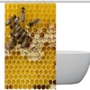 Yellow Honeycomb Bees Vintage Shower Curtain Waterproof Bathroom Decor with Grommets