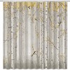 Yellow Leaves Birch Tree Shower Curtain With Butterfly And Bird Print, Fall Bathroom Decor