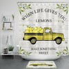 Yellow Lemon Farm Truck Shower Curtain with a Rustic and Vintage Design for a Farmhouse Bathroom 