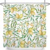 Yellow Lemon Shower Curtain With Fruits And Green Leaves Design - Waterproof